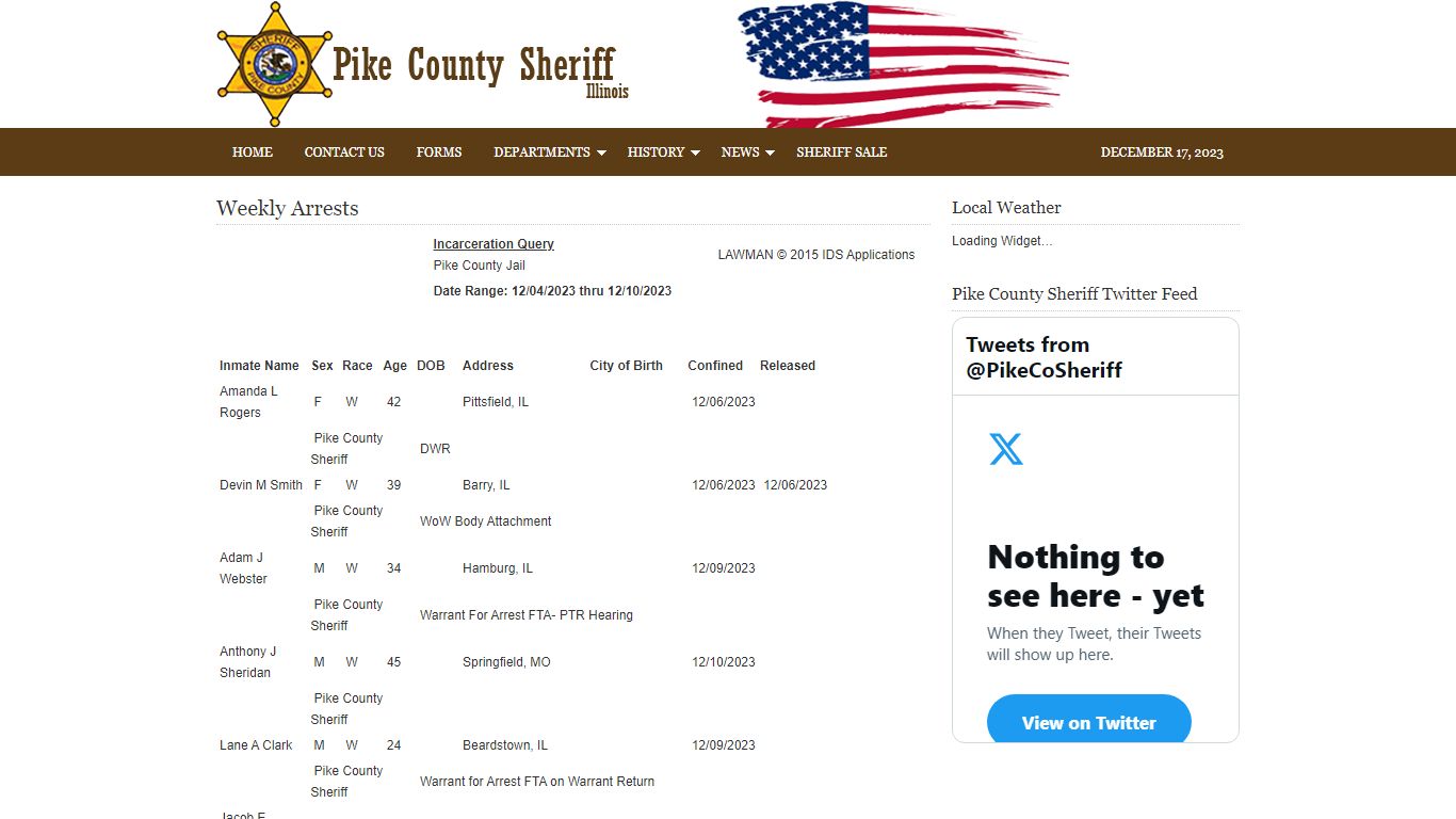 Weekly Arrests - Pike County Sheriff's Department