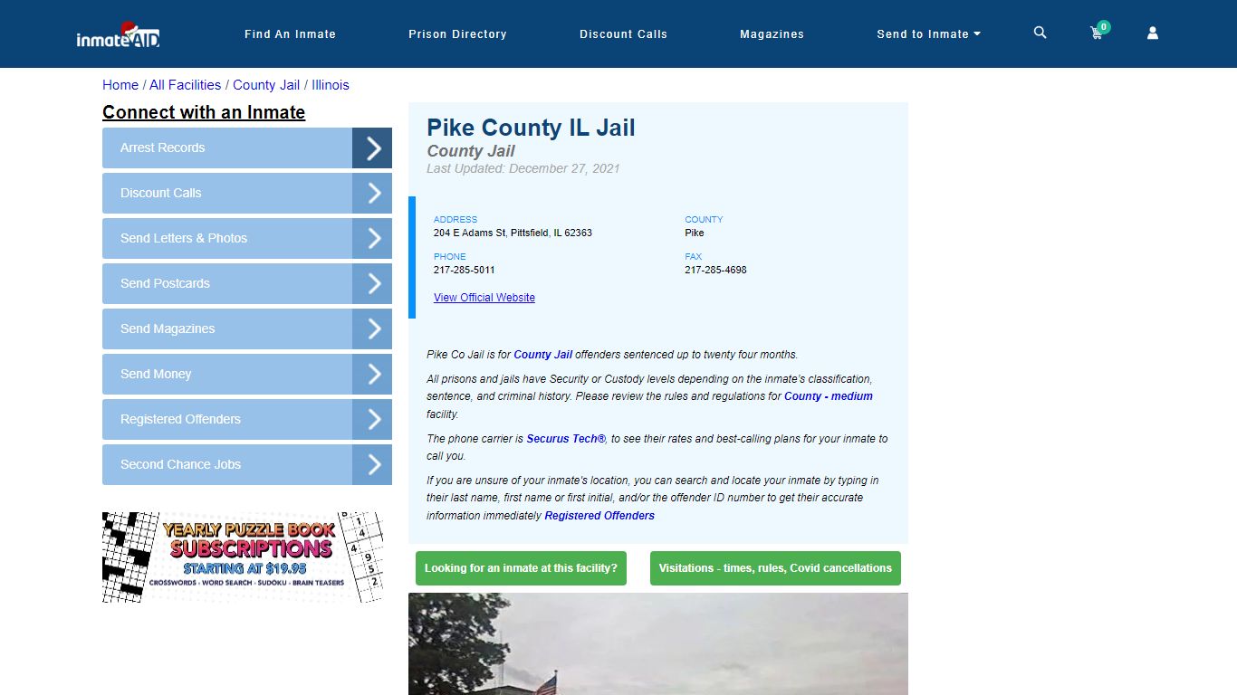 Pike County IL Jail - Inmate Locator - Pittsfield, IL